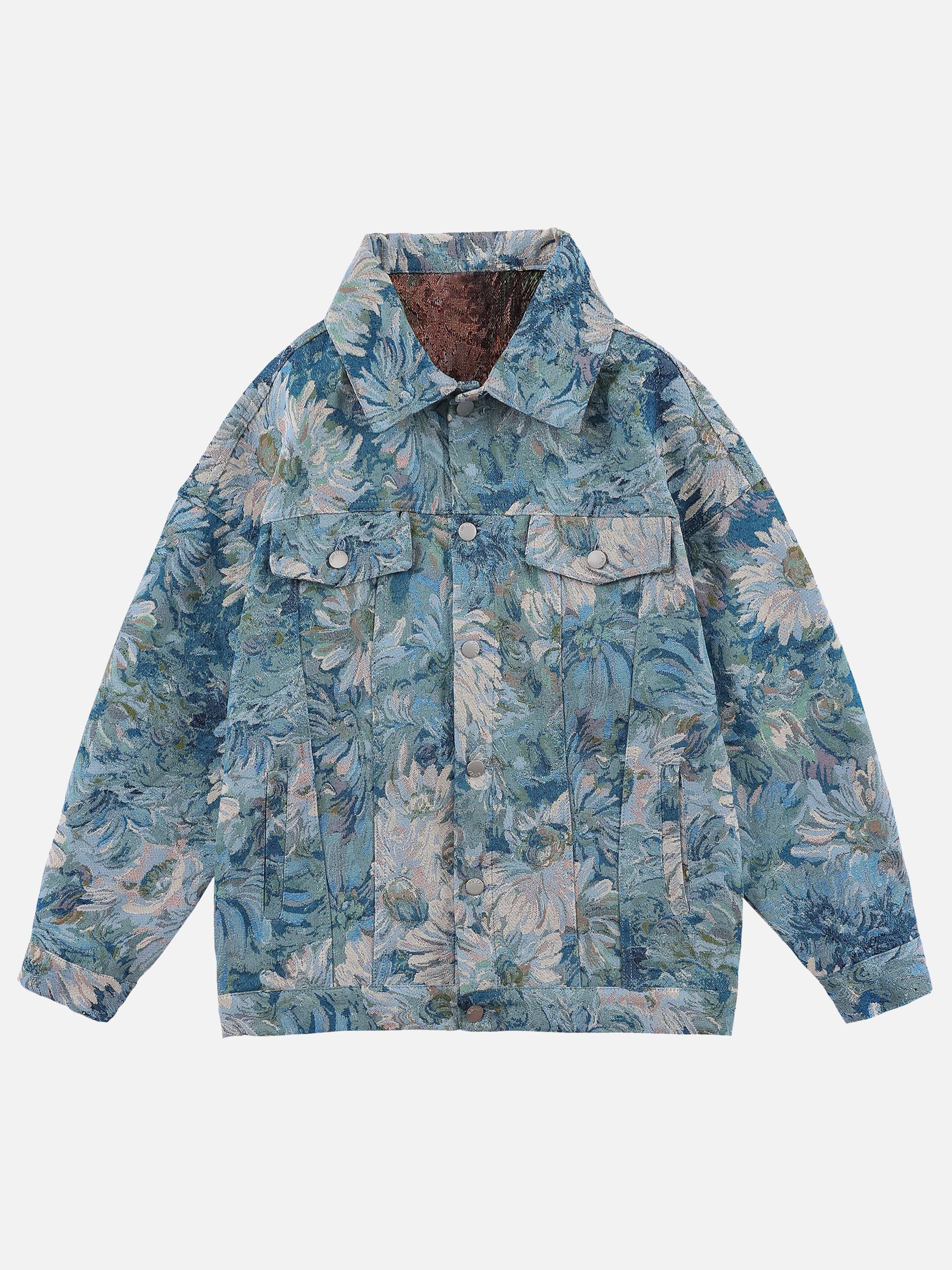 The Supermade Oil Painting Jacquard Flower Denim Jacket