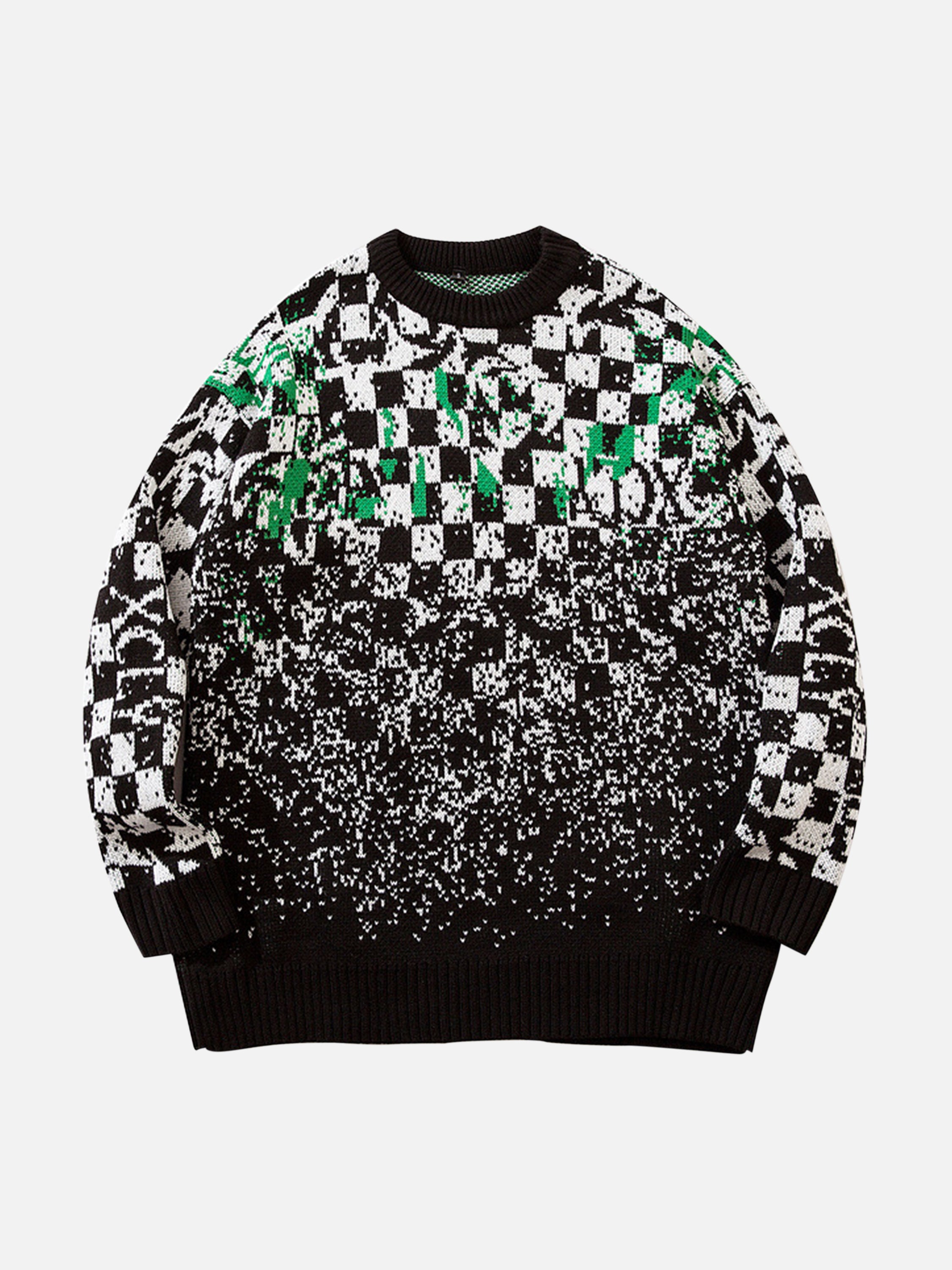 The Supermade Black And White Check Knitted Sweater