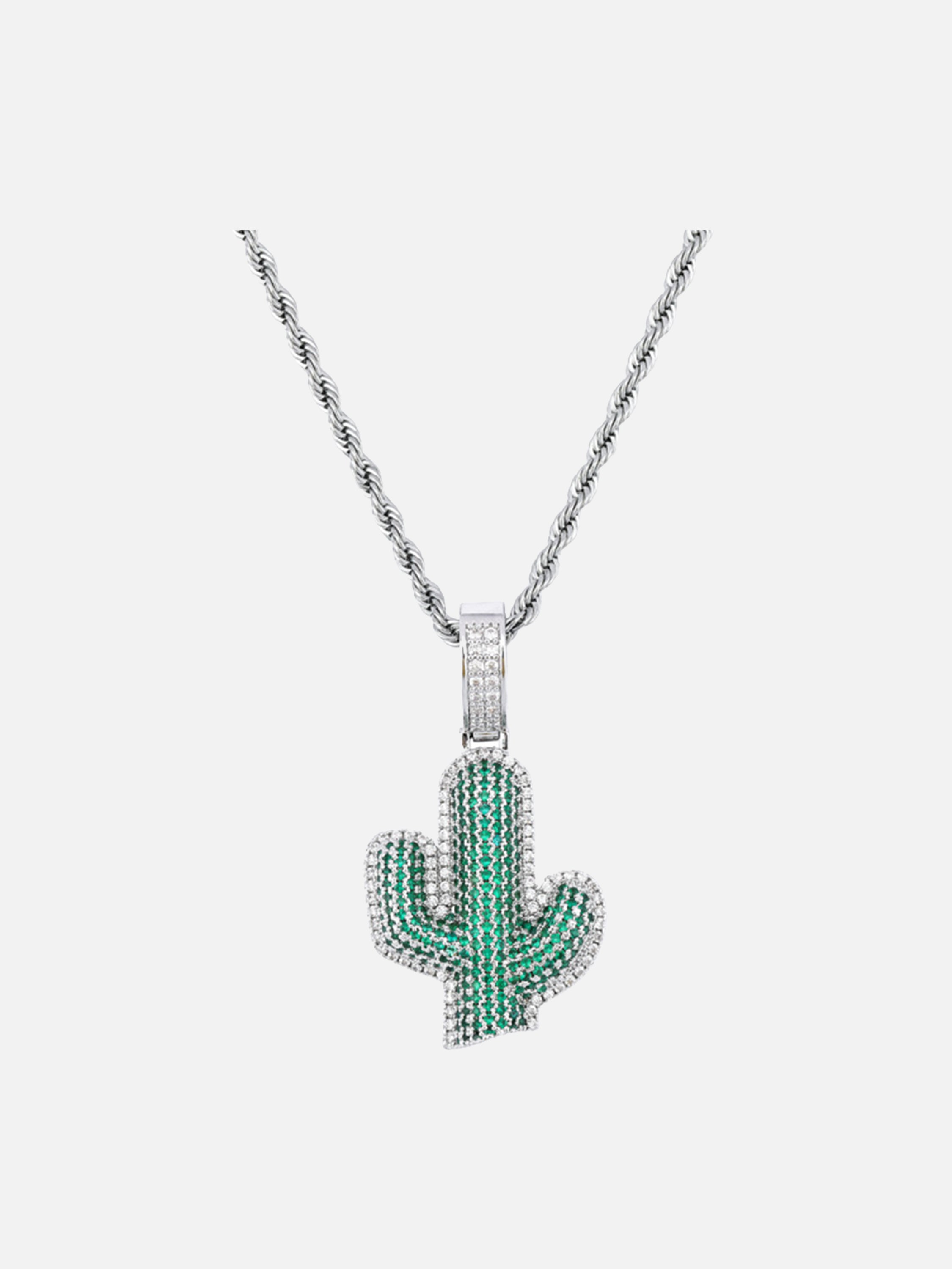 The Supermade Cactus Full Diamond Hip Hop Pendant with Necklace