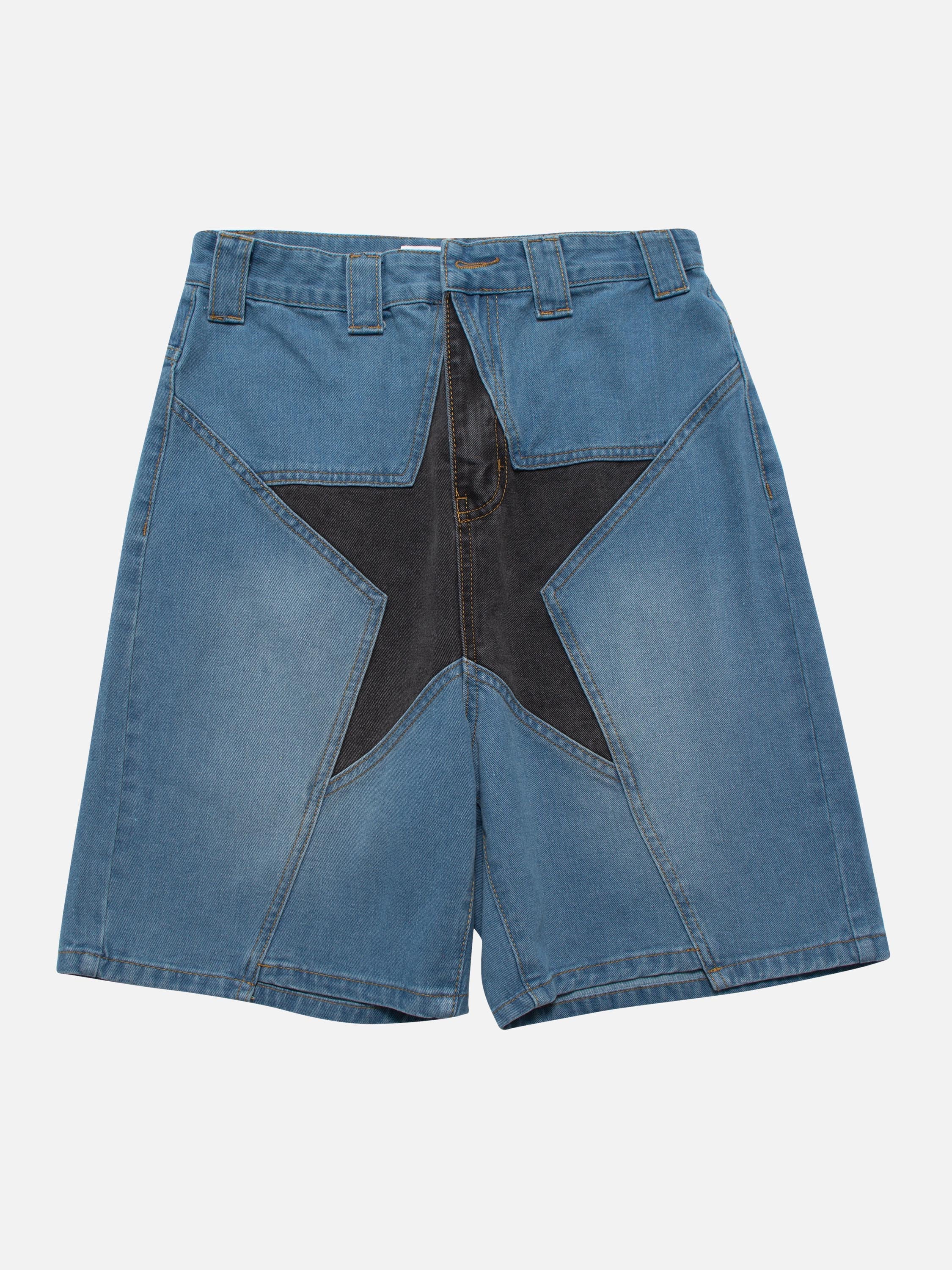 The Supermade Star Patch Embroidered Denim Shorts