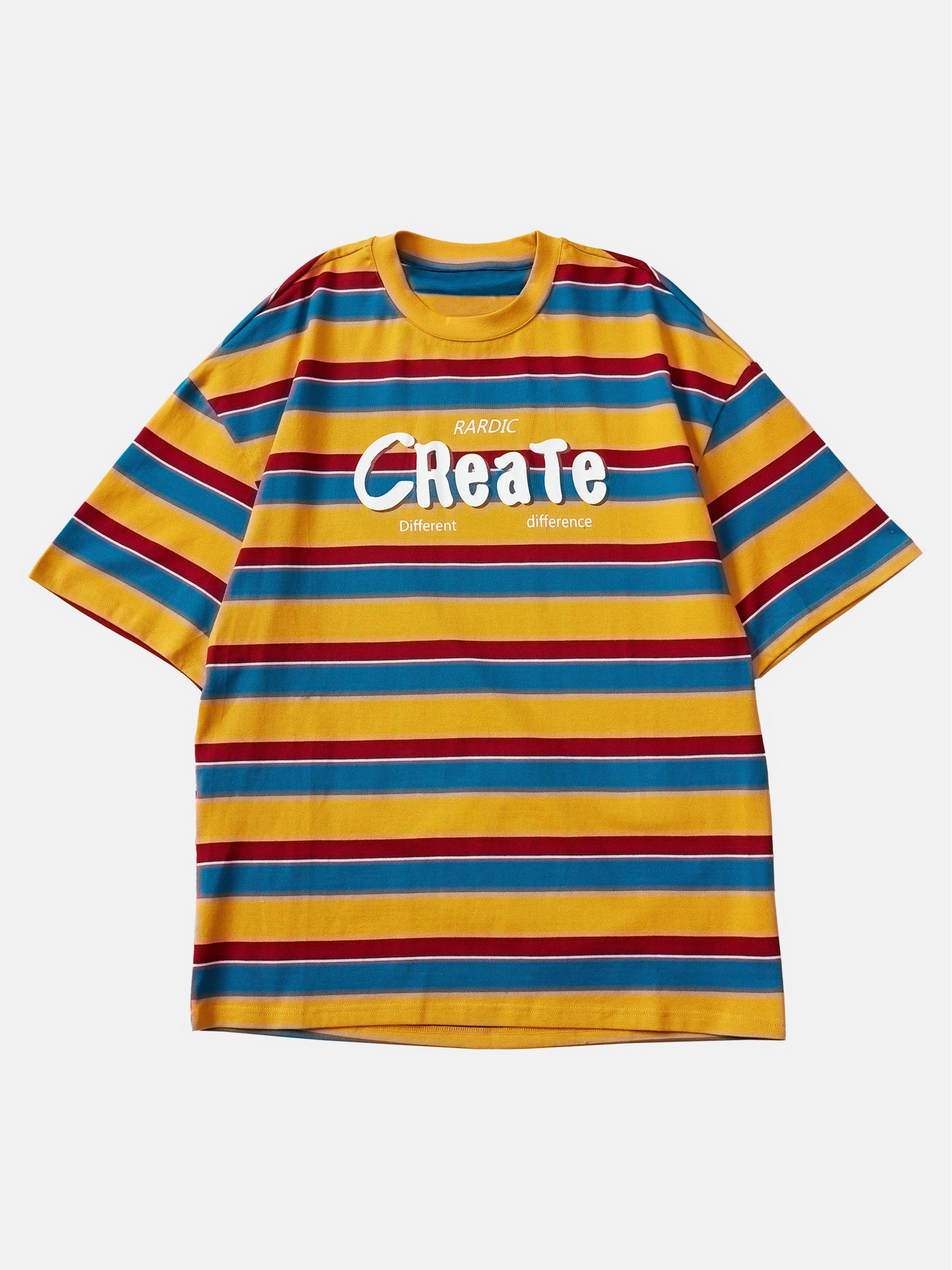 The Supermade Striped Contrast Letter Print T-Shirt -1119