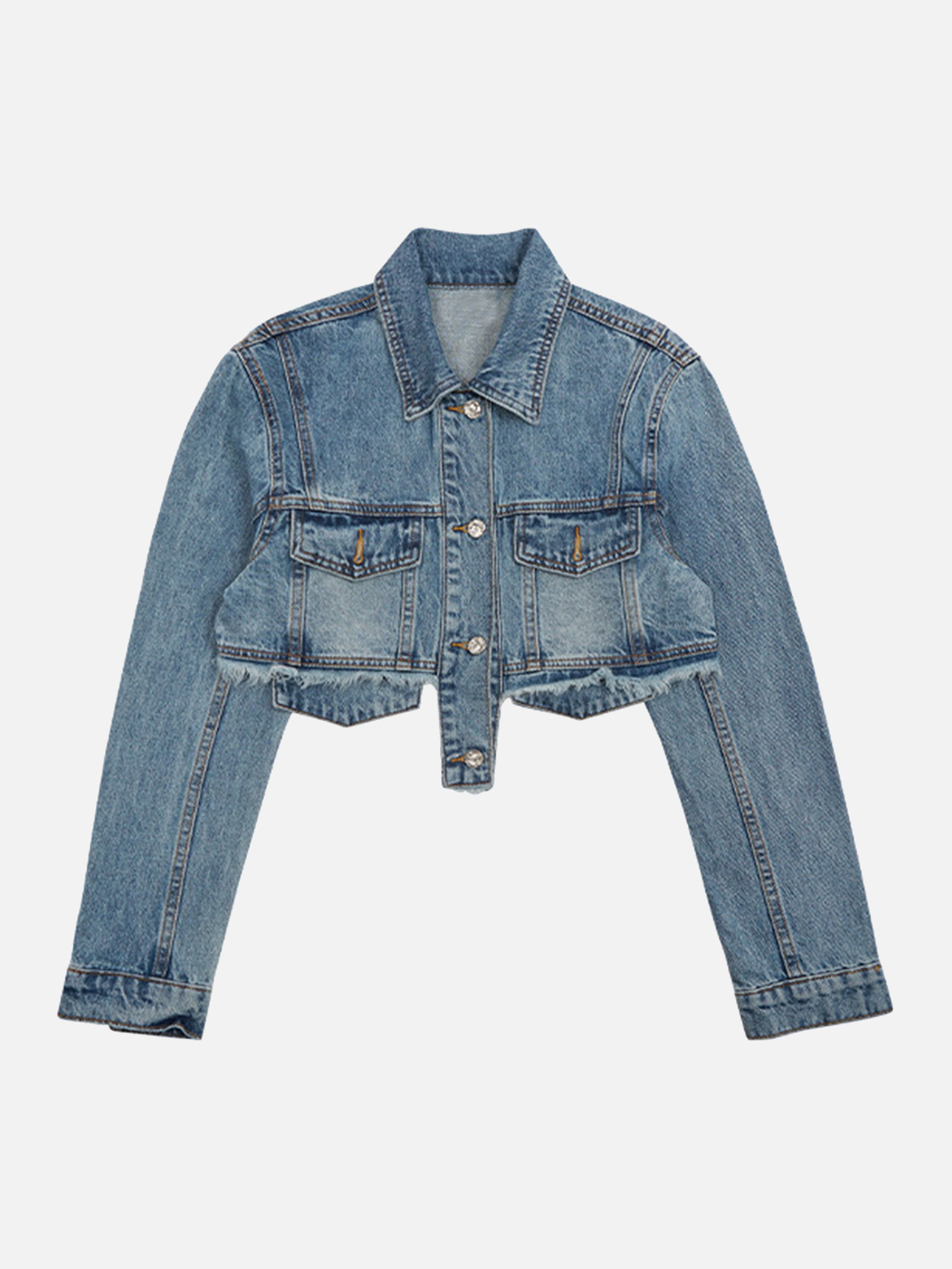 The Supermade Cropped Frayed Denim Jacket