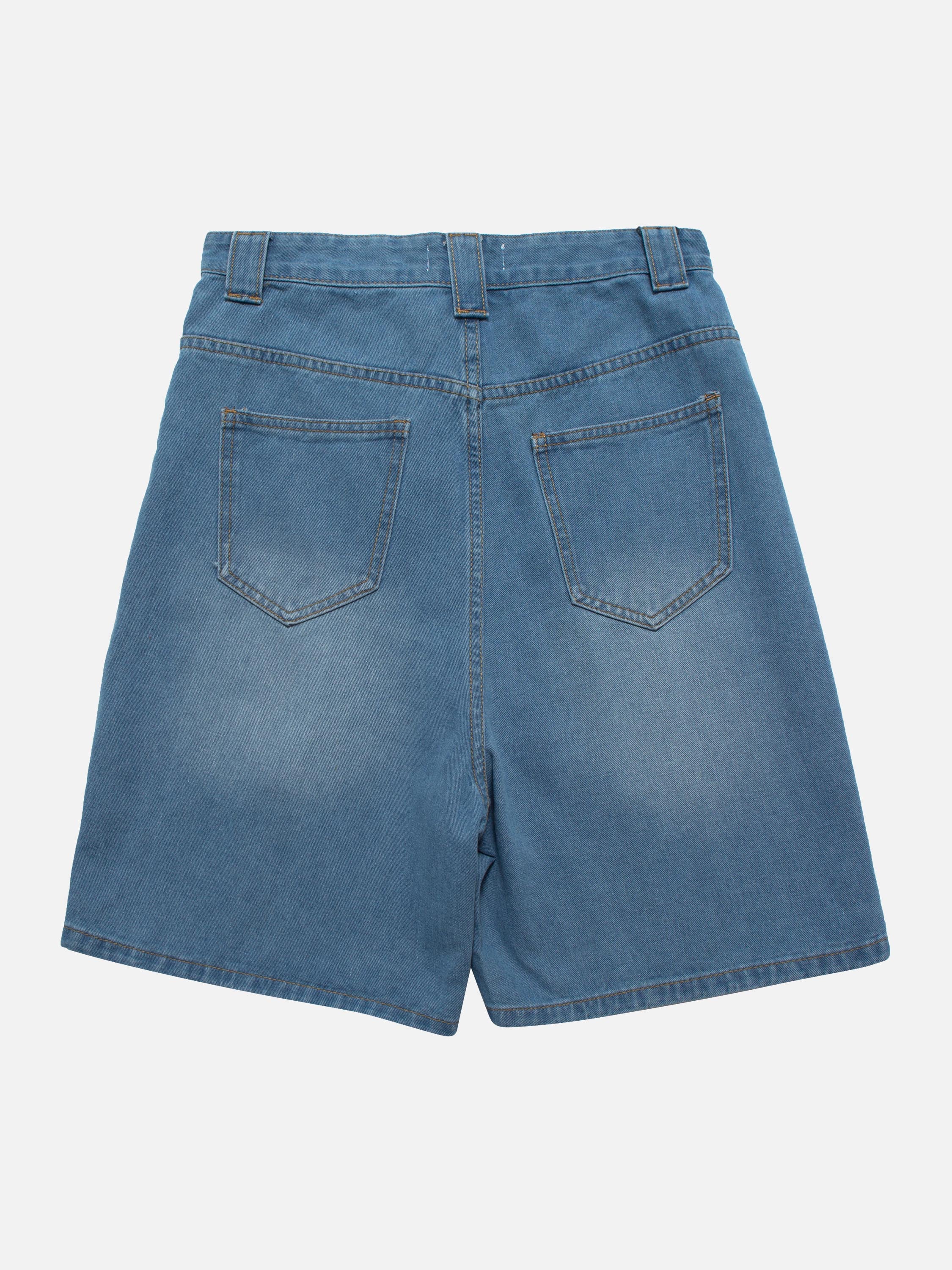 The Supermade Star Patch Embroidered Denim Shorts