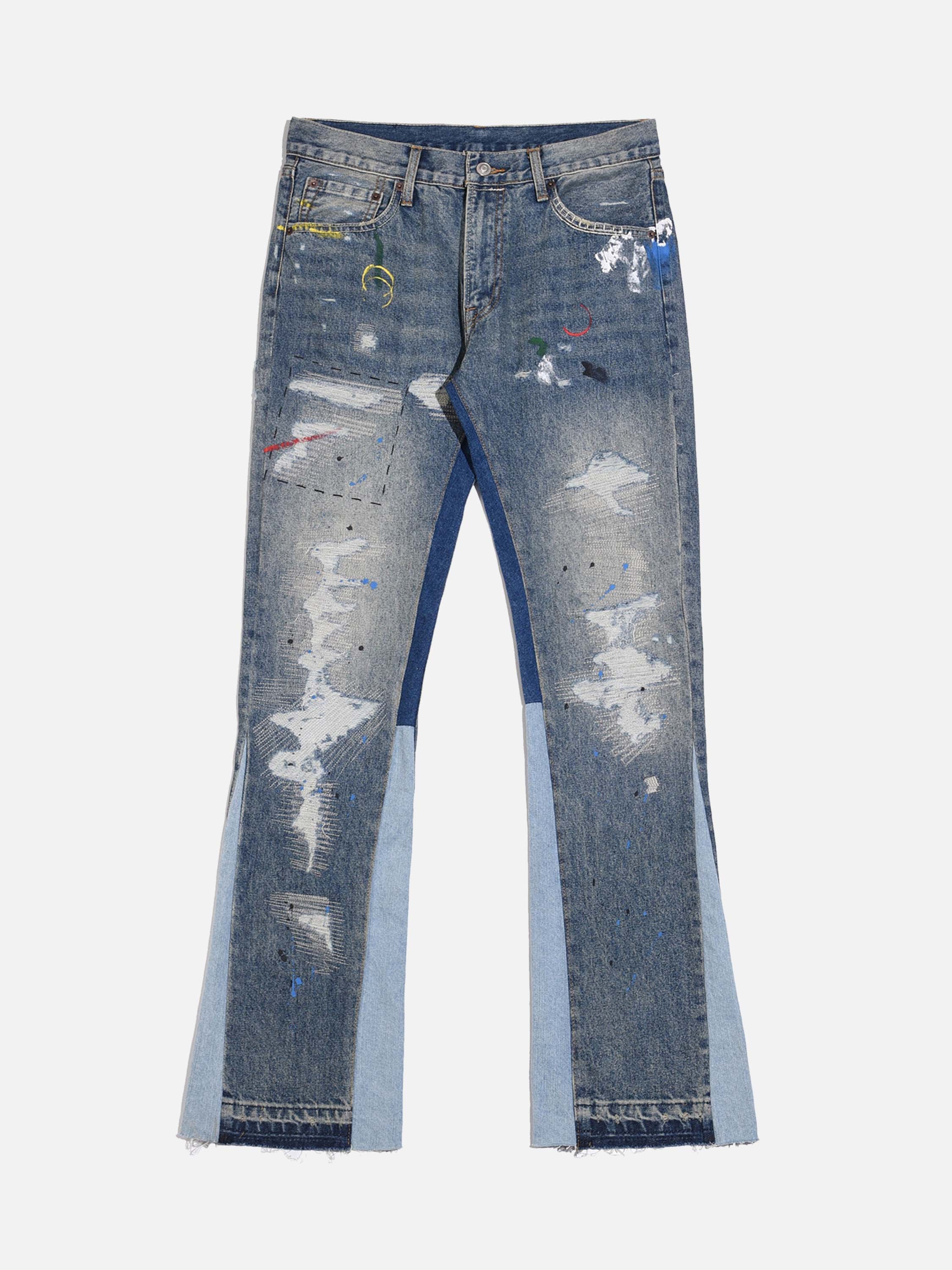 The Supermade Splashing Ink Patchwork Jeans