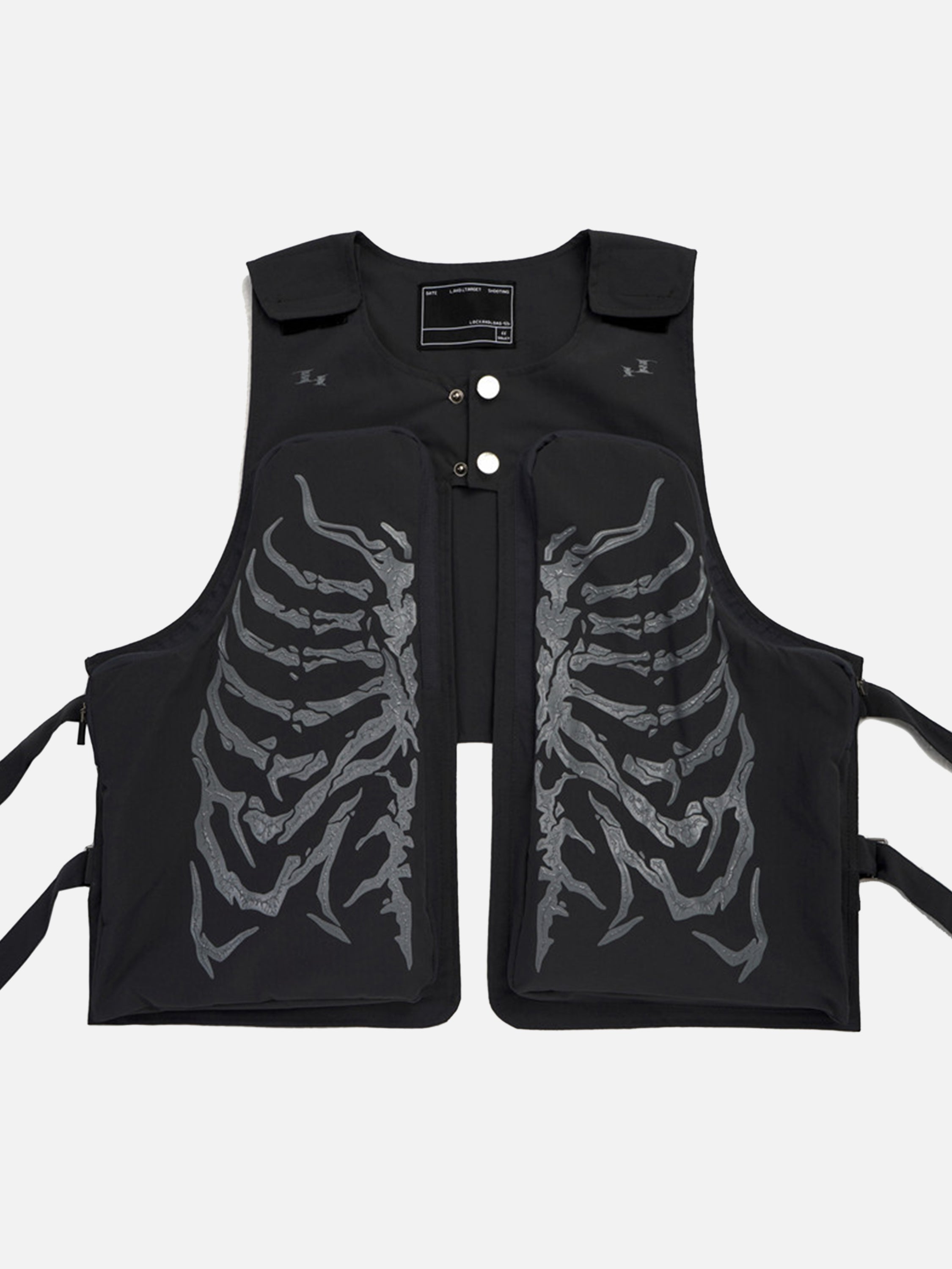 The Supermade Skeleton Print Padded Cargo Vest -1201