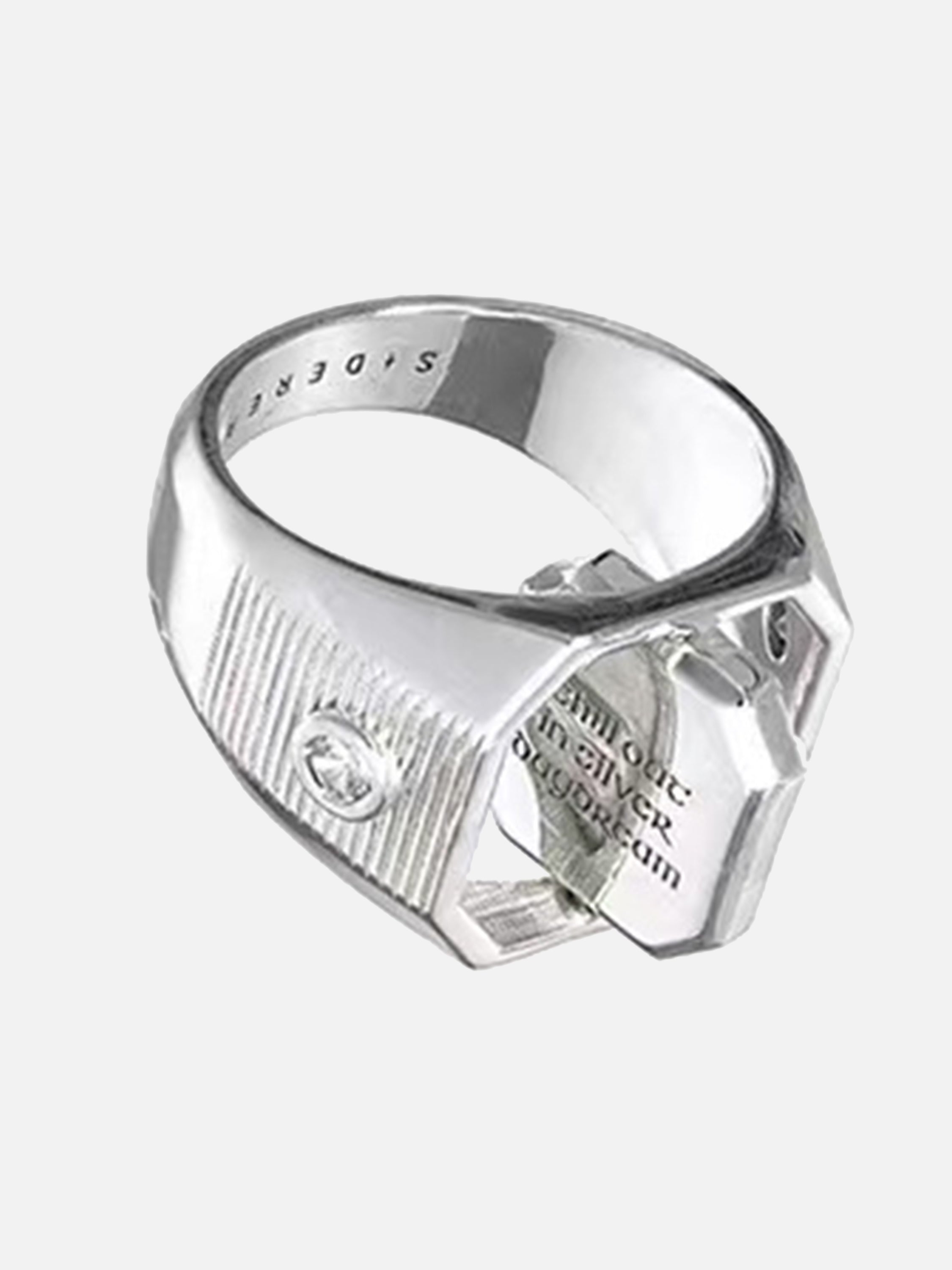 The Supermade Diamond Set Flip Ring In Sterling Silver Adjustable