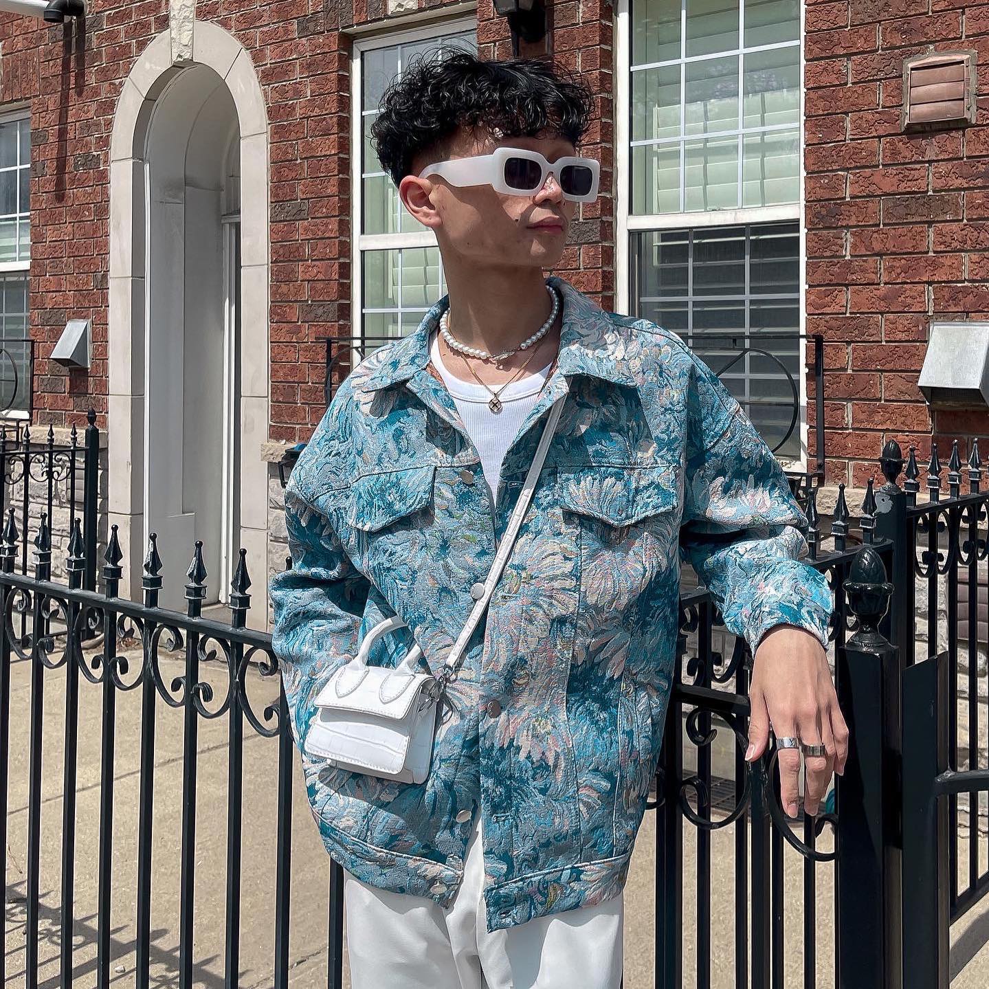 The Supermade Oil Painting Jacquard Flower Denim Jacket