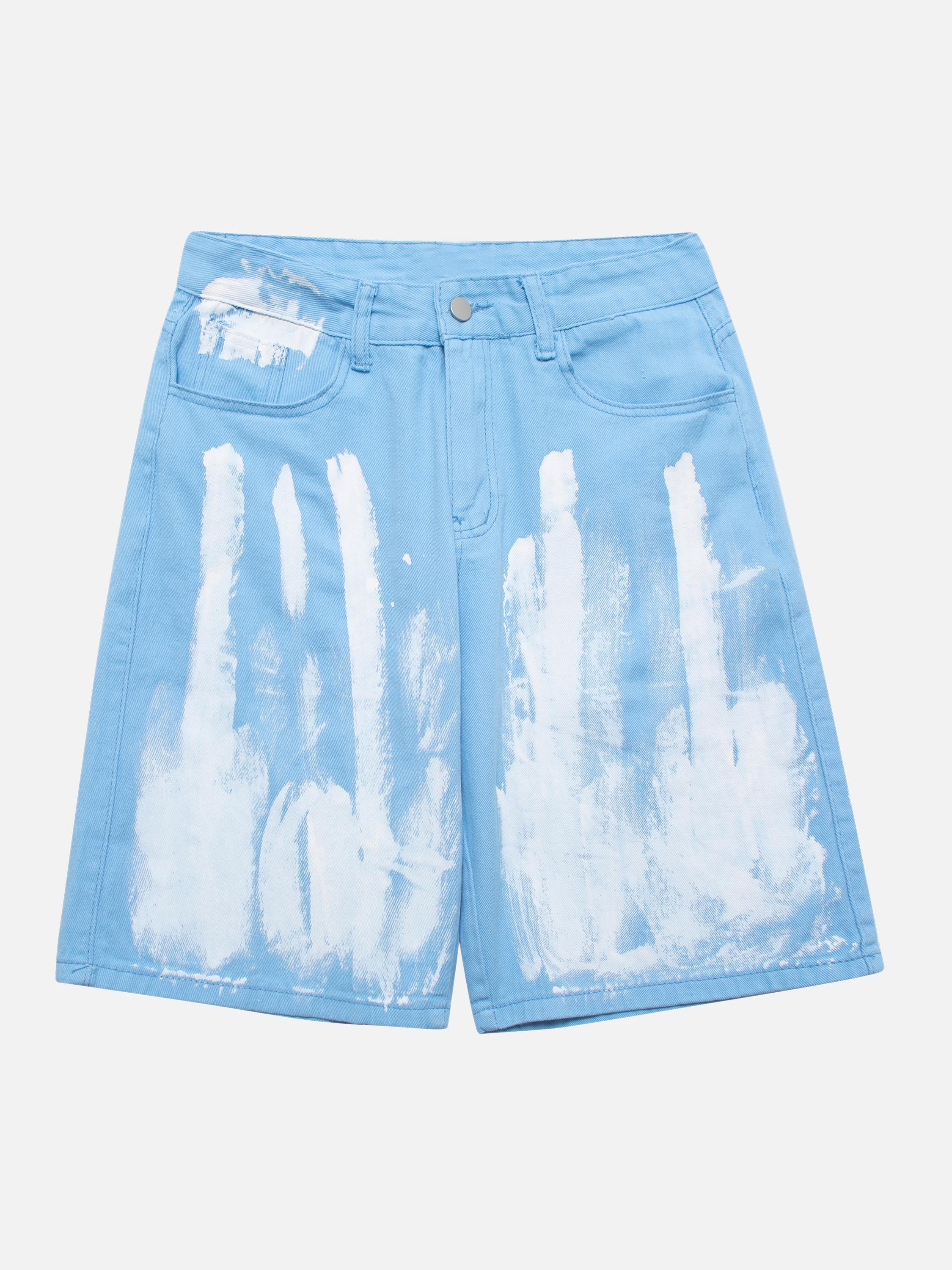 The Supermade Graffiti Print Denim Shorts