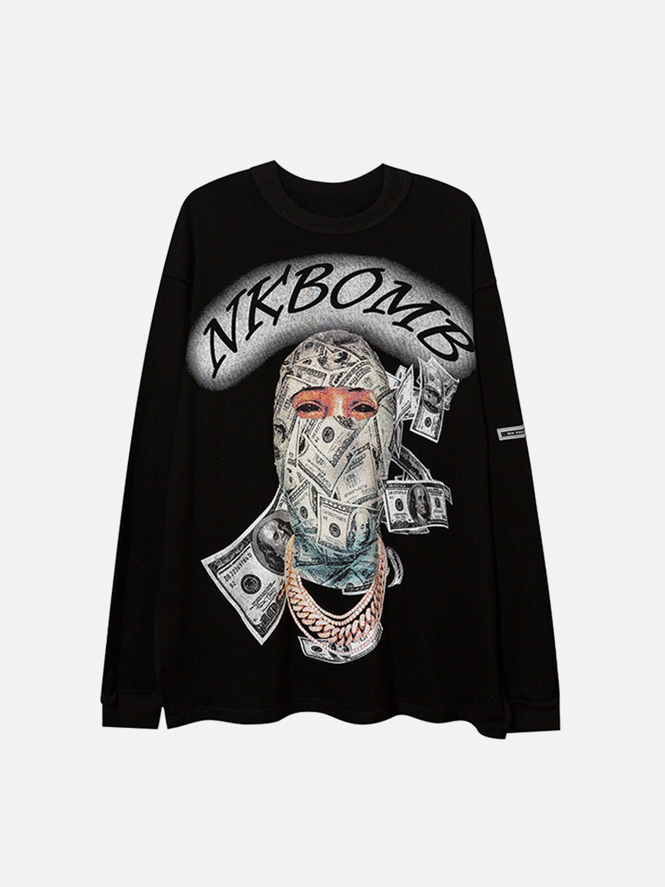 The Supermade Gold Cash Dollars Masked Man Print T-Shirt -1197