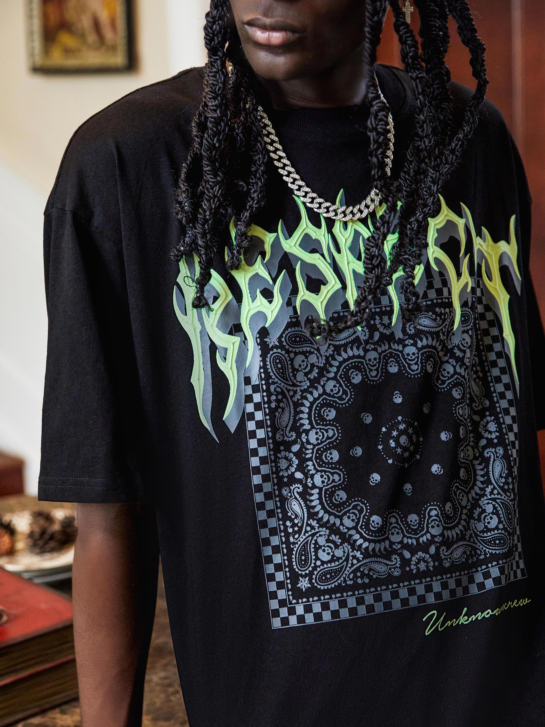 The Supermade Paisley and Letter Print T-shirt -1116