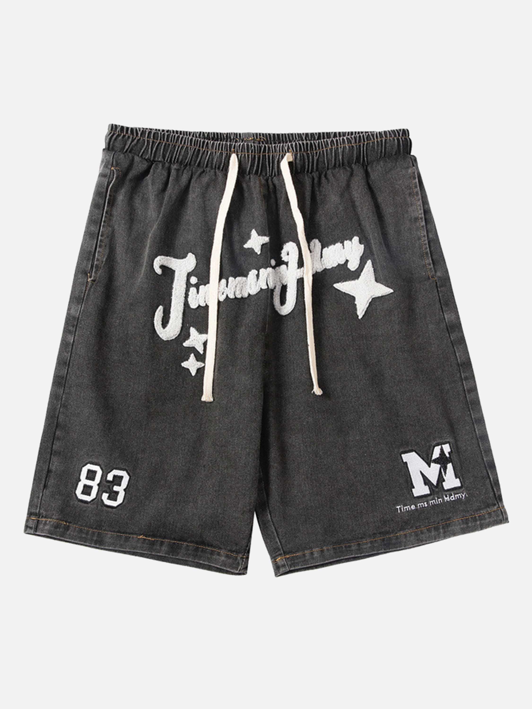 The Supermade Letter Embroidery Denim Shorts