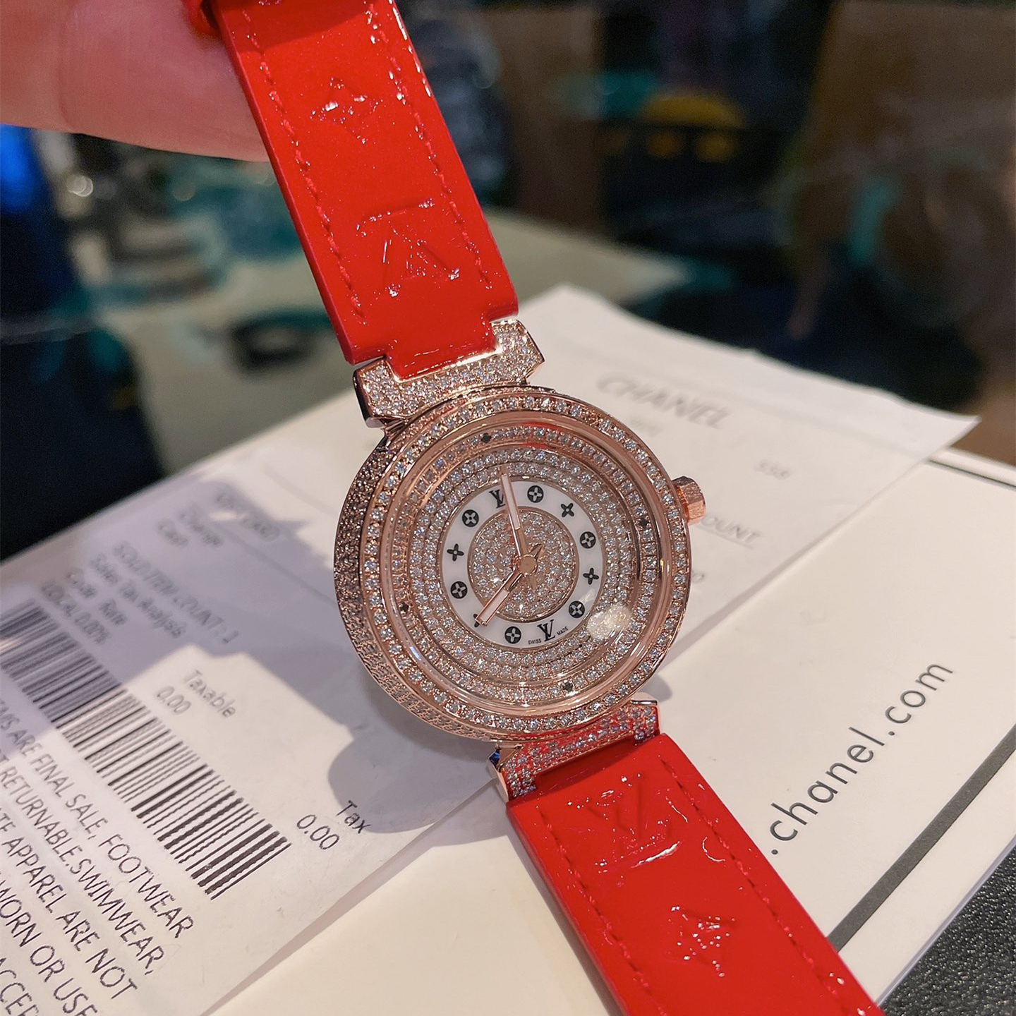 Jewelry Hand-set diamonds Watch,brown,red,black 3 Colors