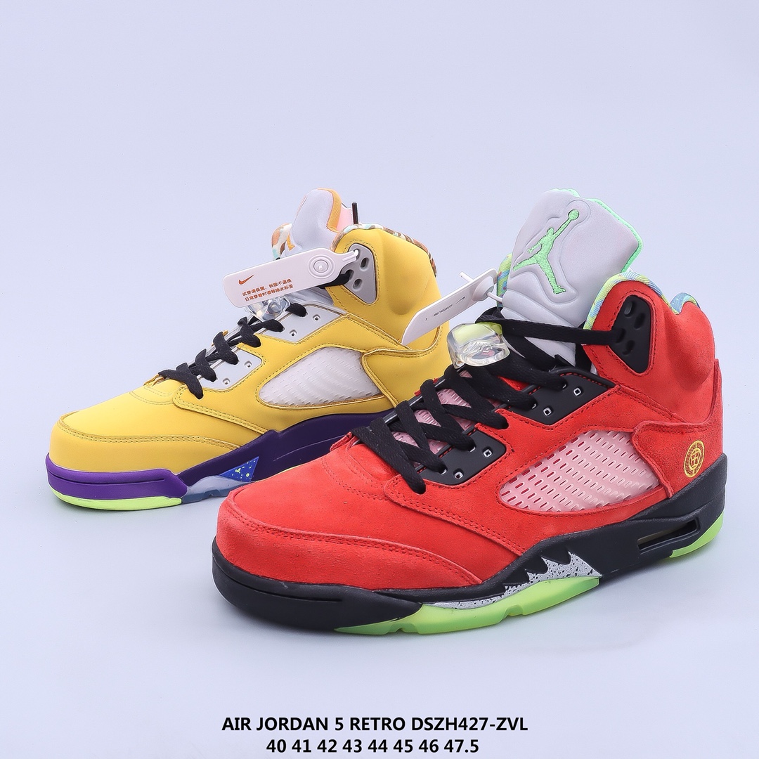 air jordan 5 “what the” Mandarin duck shoes sport casual shoes Size：EU40-EU47