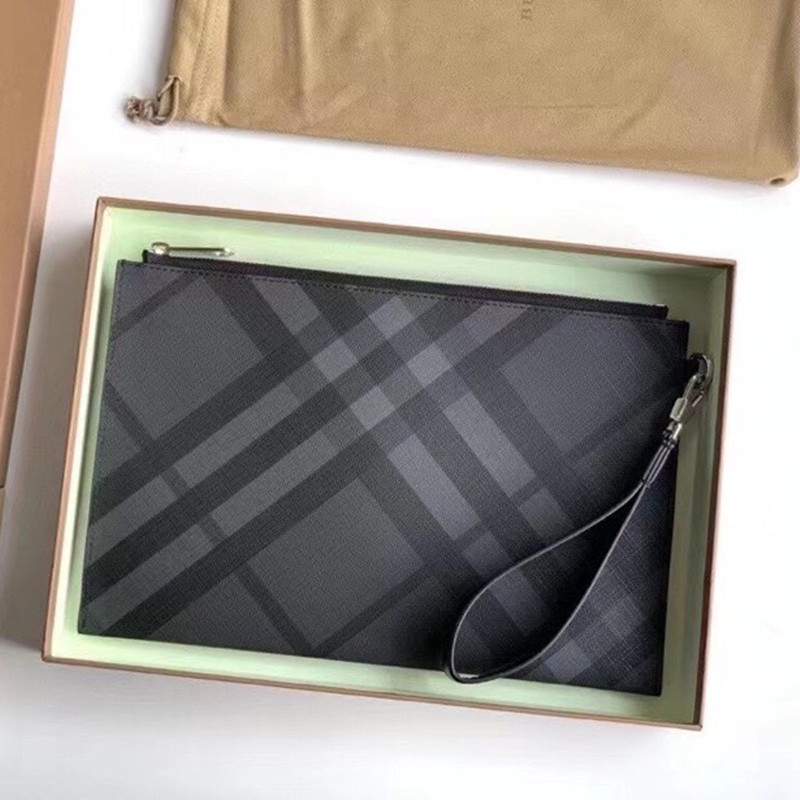 Ondon Checked Zipper Organizer Men's Wallet Handbag Size 30*19.5 cm