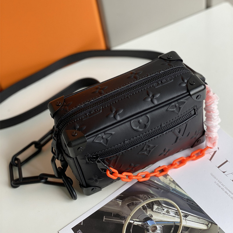 Mini Soft Trunk Bag Men's Black Bag Size 18.5*13*8 cm