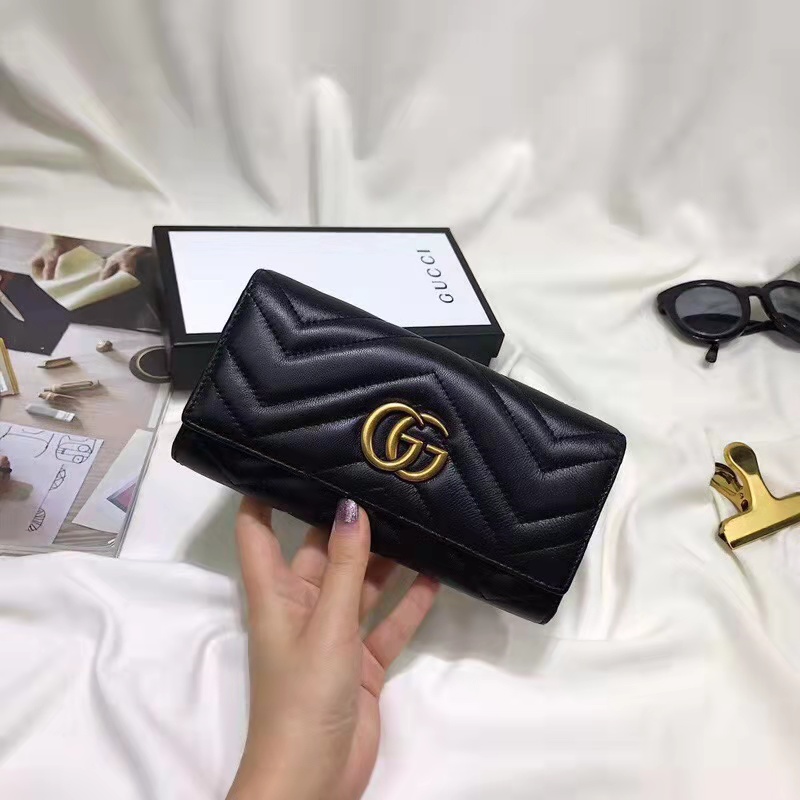 Marmont New Women's Wallet Black Classic Simple Long Sheepskin Wallet Size 19*10cm