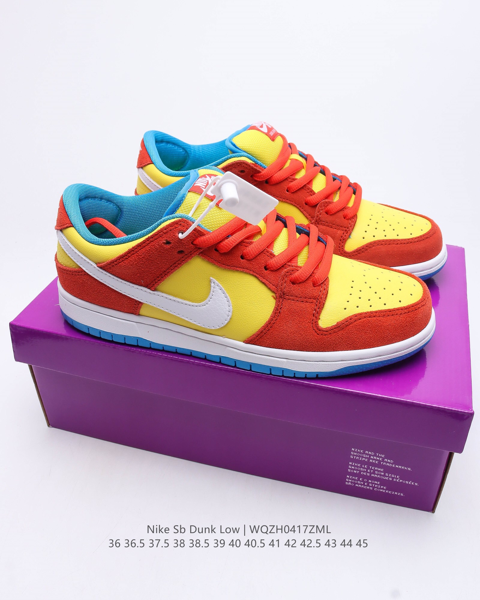Sb dunk low bart simpson casual shoes Size:EU36-EU45