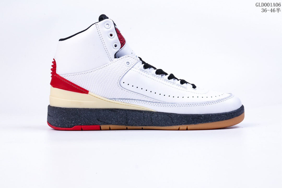air jordan 2 low whitesail-red-grey aj2 casual shoes Size：EU36-EU46