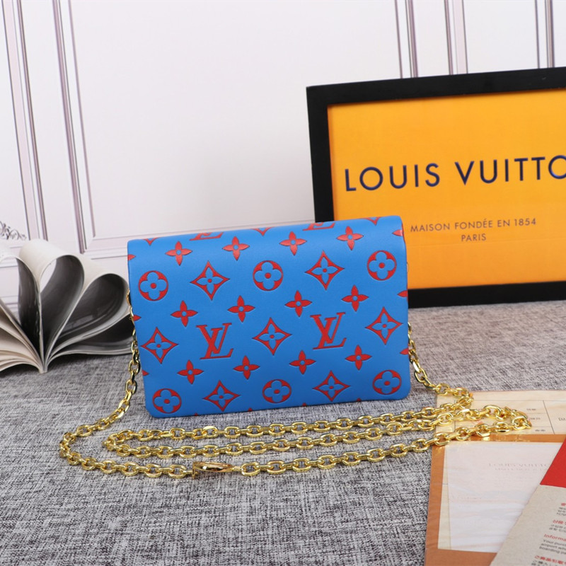 Pochette Coussin Chain bag Royal Blue & Red size 20*14*8cm