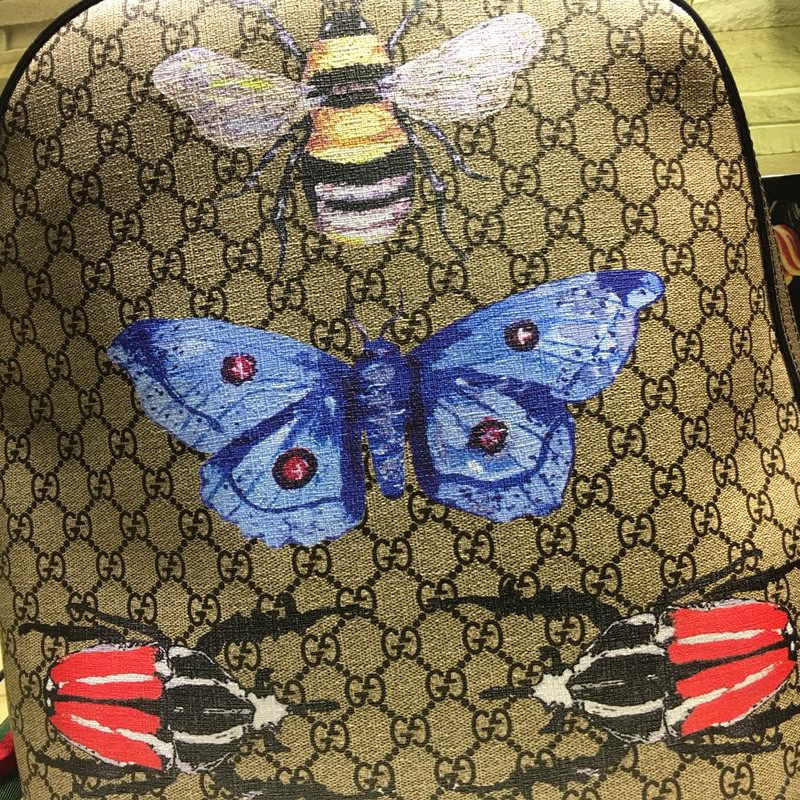 Insect Print Canvas Backpack Men's Shoulder Backpack Size 31.5*41*14.5cm