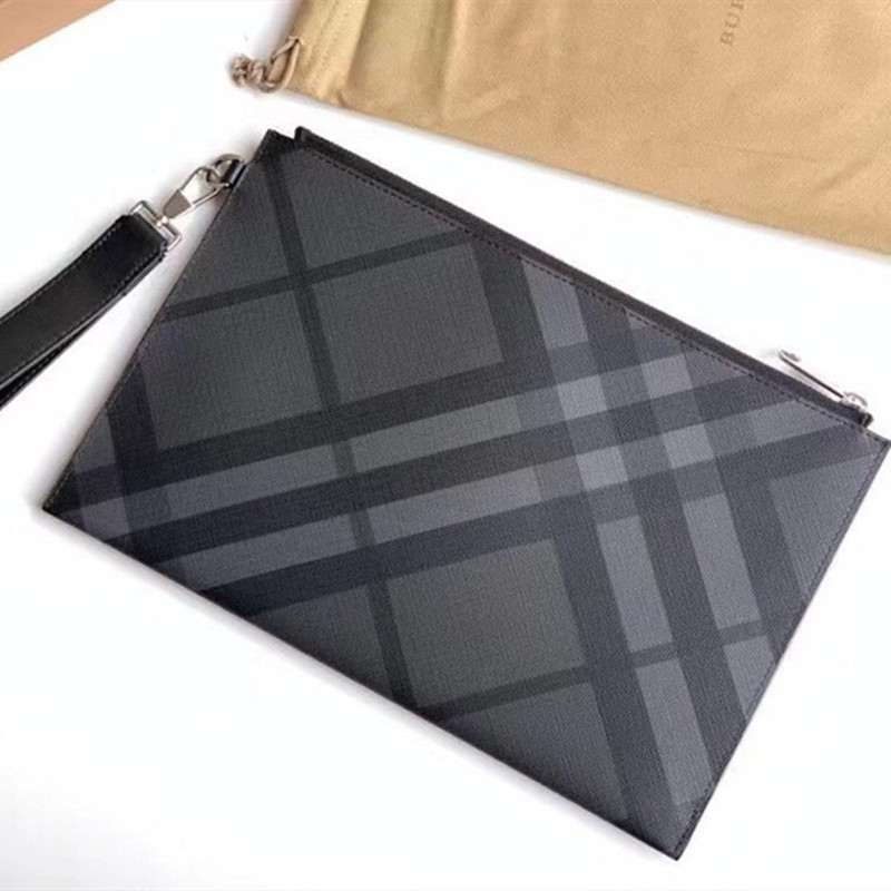 Ondon Checked Zipper Organizer Men's Wallet Handbag Size 30*19.5 cm