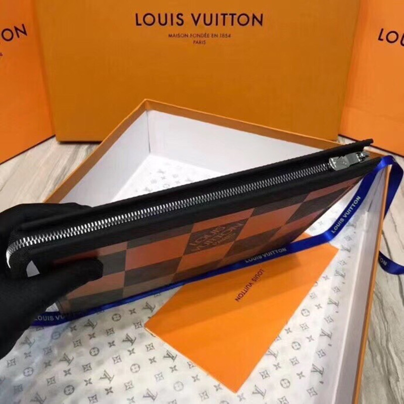 Men's Wallet Handbag Orange Mosaic Plaid Wallet Handbag Size 26.5*20*6cm