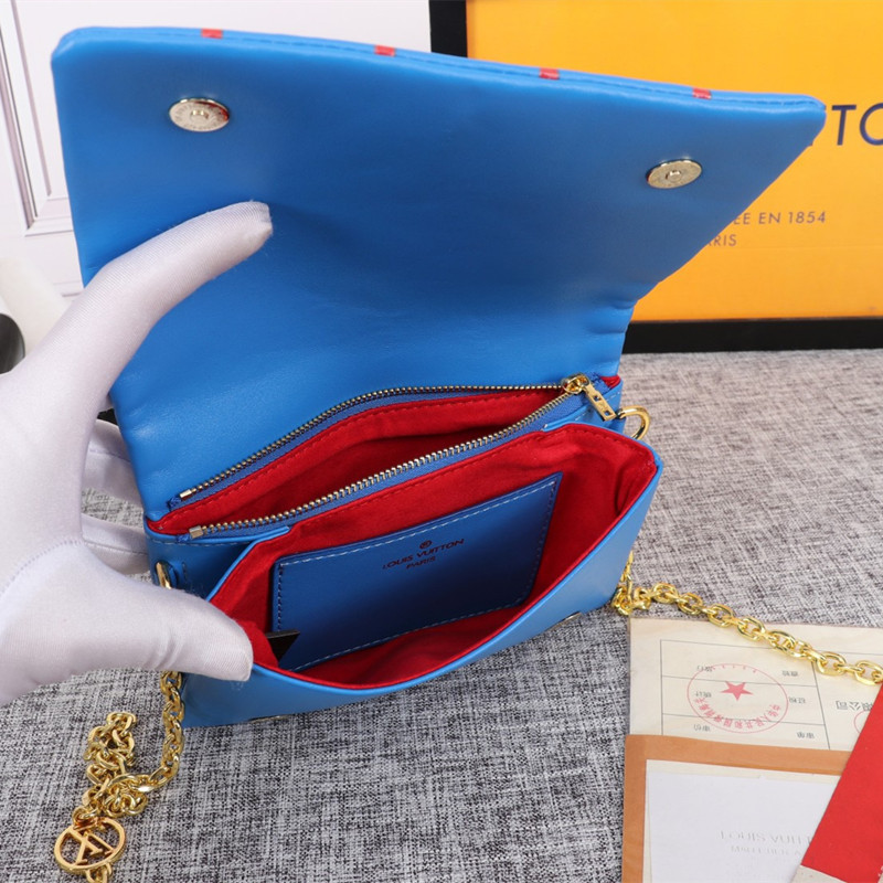 Pochette Coussin Chain bag Royal Blue & Red size 20*14*8cm