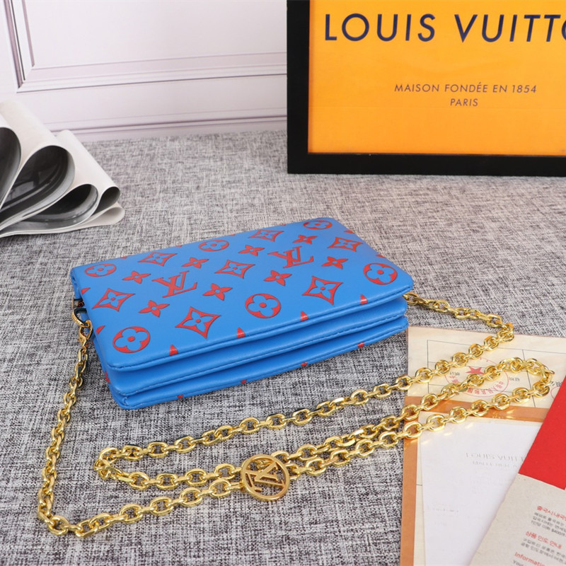 Pochette Coussin Chain bag Royal Blue & Red size 20*14*8cm