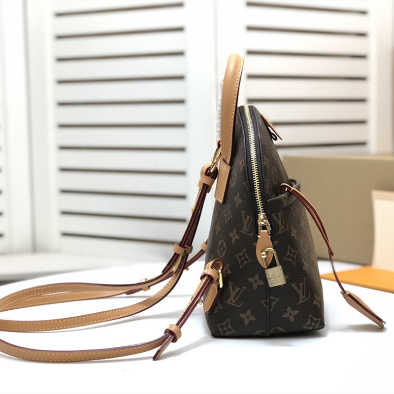 Women's  Fashion Backpack   Yellow Leather Lock Vintage Shell  Shoulder Bag   Size 25*23*12.5 cm