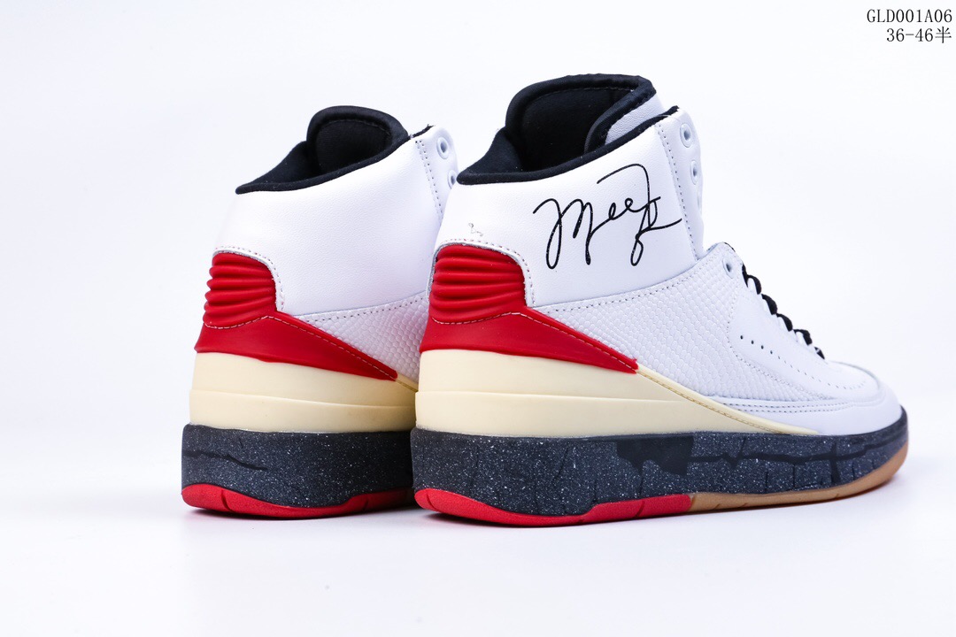 air jordan 2 low whitesail-red-grey aj2 casual shoes Size:EU36-EU46
