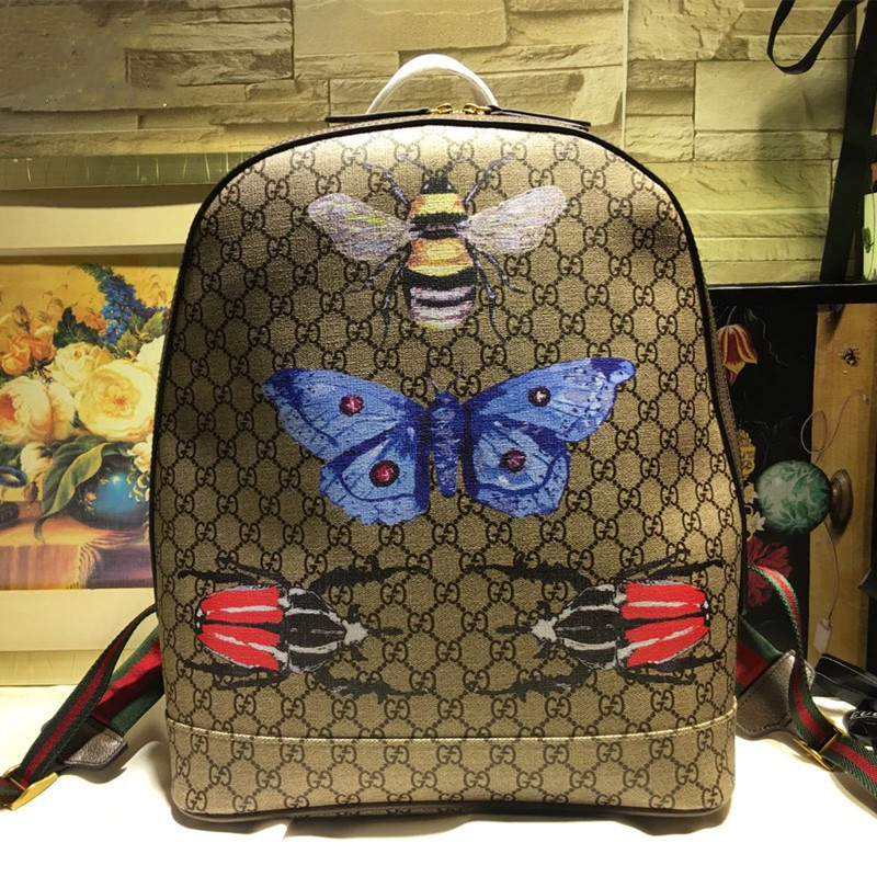 Insect Print Canvas Backpack Men's Shoulder Backpack Size 31.5*41*14.5cm