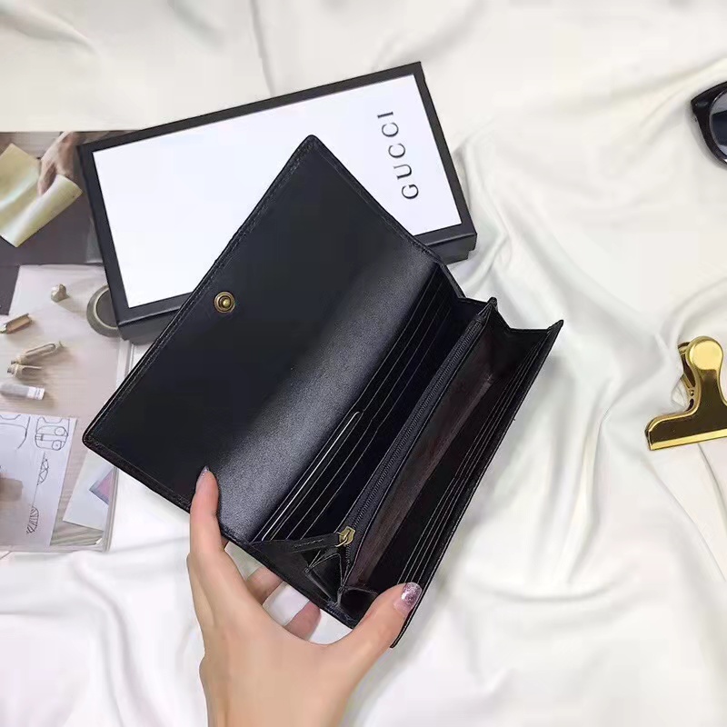 Marmont New Women's Wallet Black Classic Simple Long Sheepskin Wallet Size 19*10cm