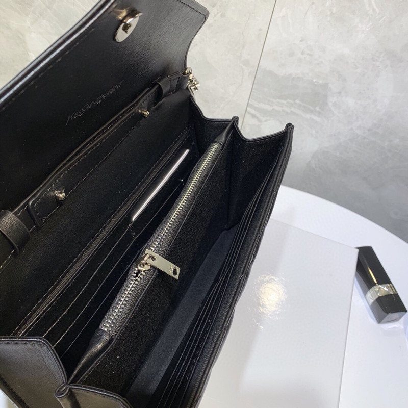 Women's Handbag Black Classic Diagonal Cross Hand Holding Sheep's Leather Bag Size 23 * 14cm