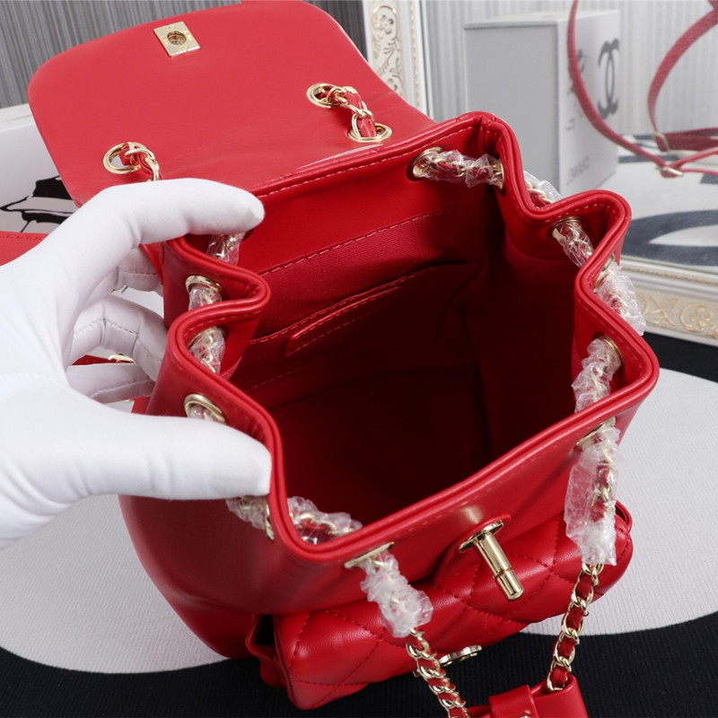 2022 Early Spring New Duma Double Shoulder Cowhide Small Backpack Size 18*18*12 cm