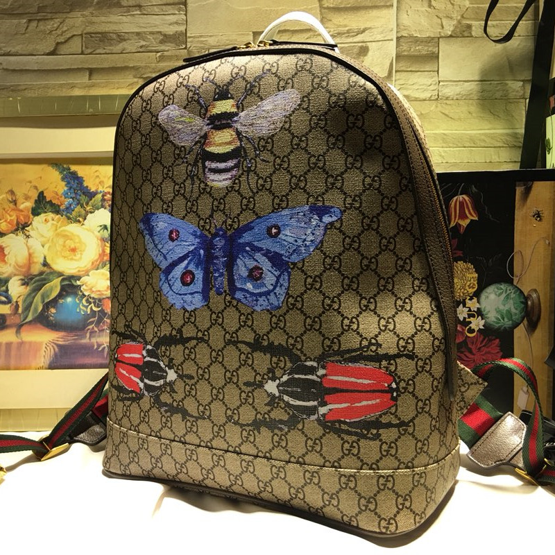 Insect Print Canvas Backpack Men's Shoulder Backpack Size 31.5*41*14.5cm