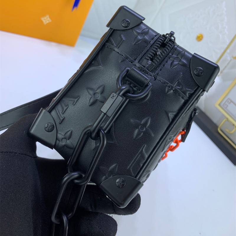 Mini Soft Trunk Bag Men's Black Bag Size 18.5*13*8 cm