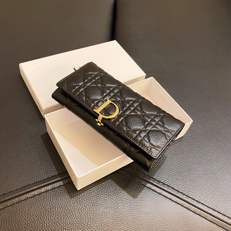 Women's Handbag Fashion Simple Black Sheepskin Wallet Size 19 * 10cm