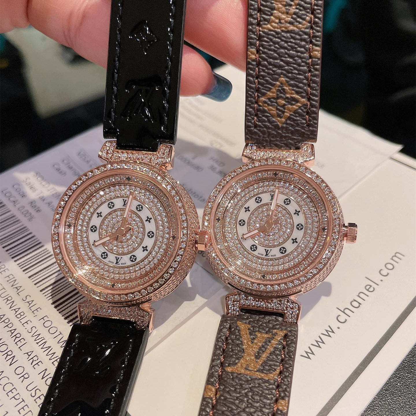 Jewelry Hand-set diamonds Watch,brown,red,black 3 Colors