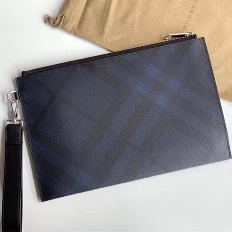 Ondon Checked Zipper Organizer Men's Wallet Handbag Size 30*19.5 cm