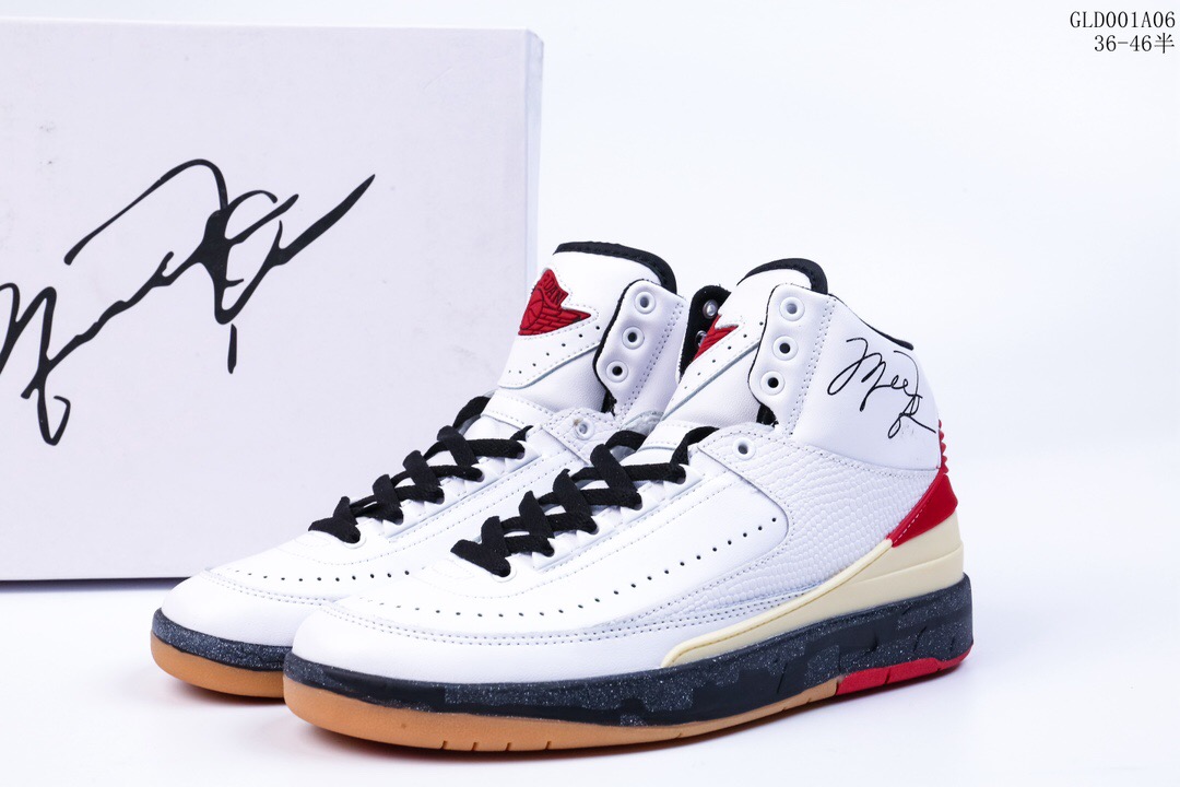 air jordan 2 low whitesail-red-grey aj2 casual shoes Size:EU36-EU46