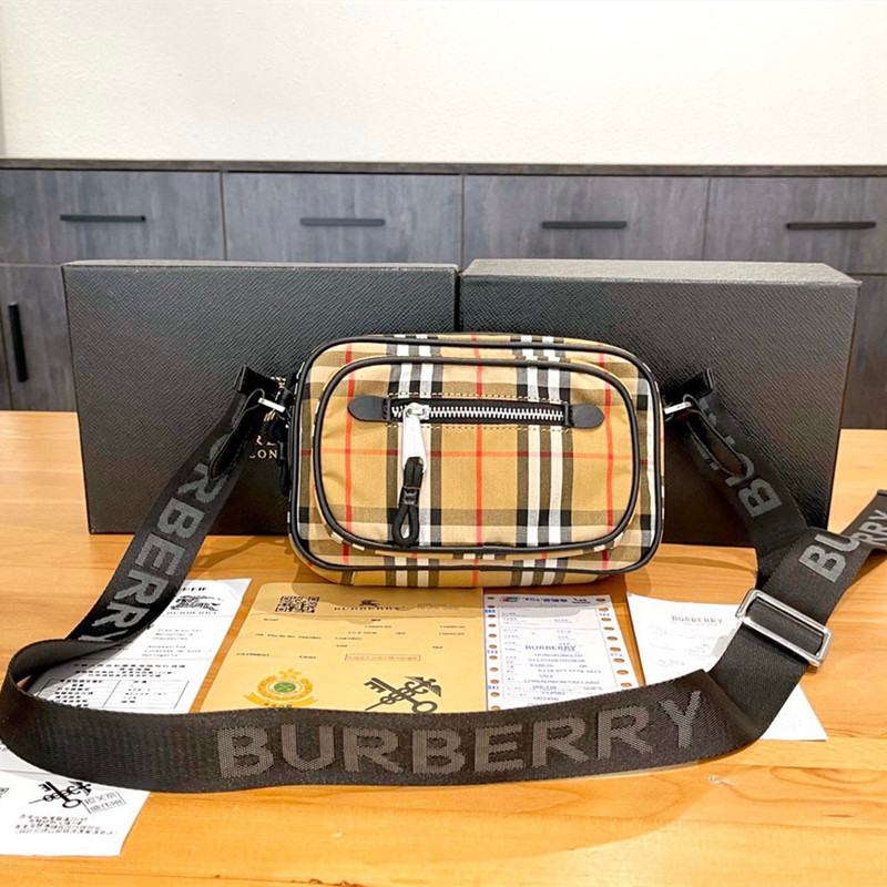 Men's Bags Vintage Check Camera Bags Chest Bags Crossbody Bags