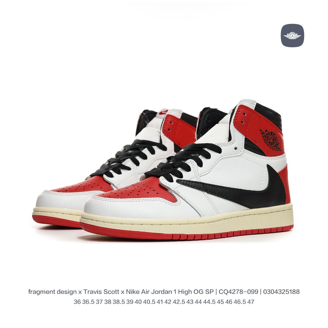 fragment design x travis scott air jordan 1 high og sp whiteredblack aj1 Sport casual shoes Size:EU36-EU47