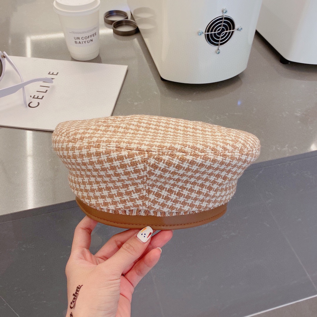 women  Autumn  Winter hat ,Houndstooth beret cap