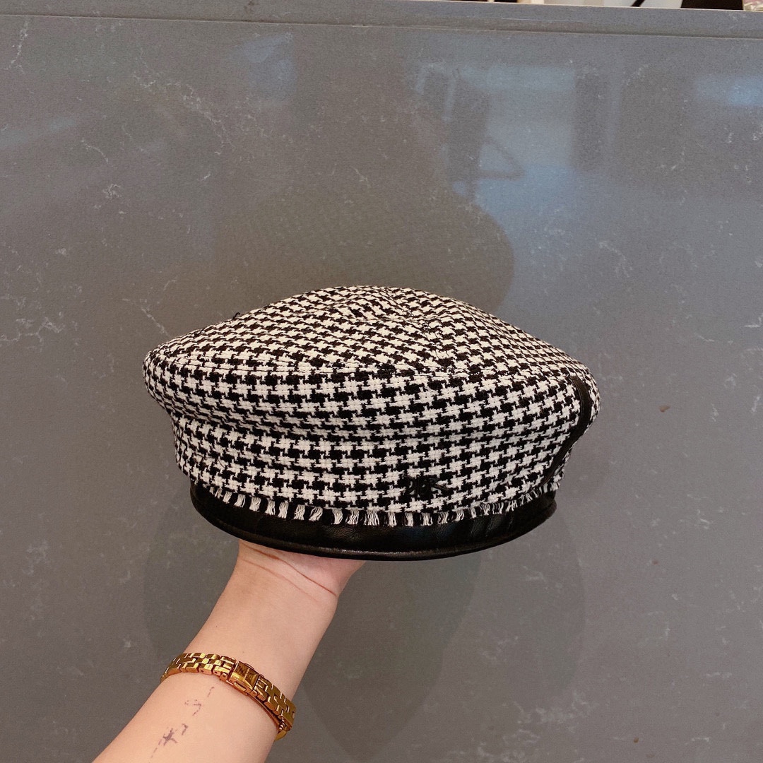 women  Autumn  Winter hat ,Houndstooth beret cap