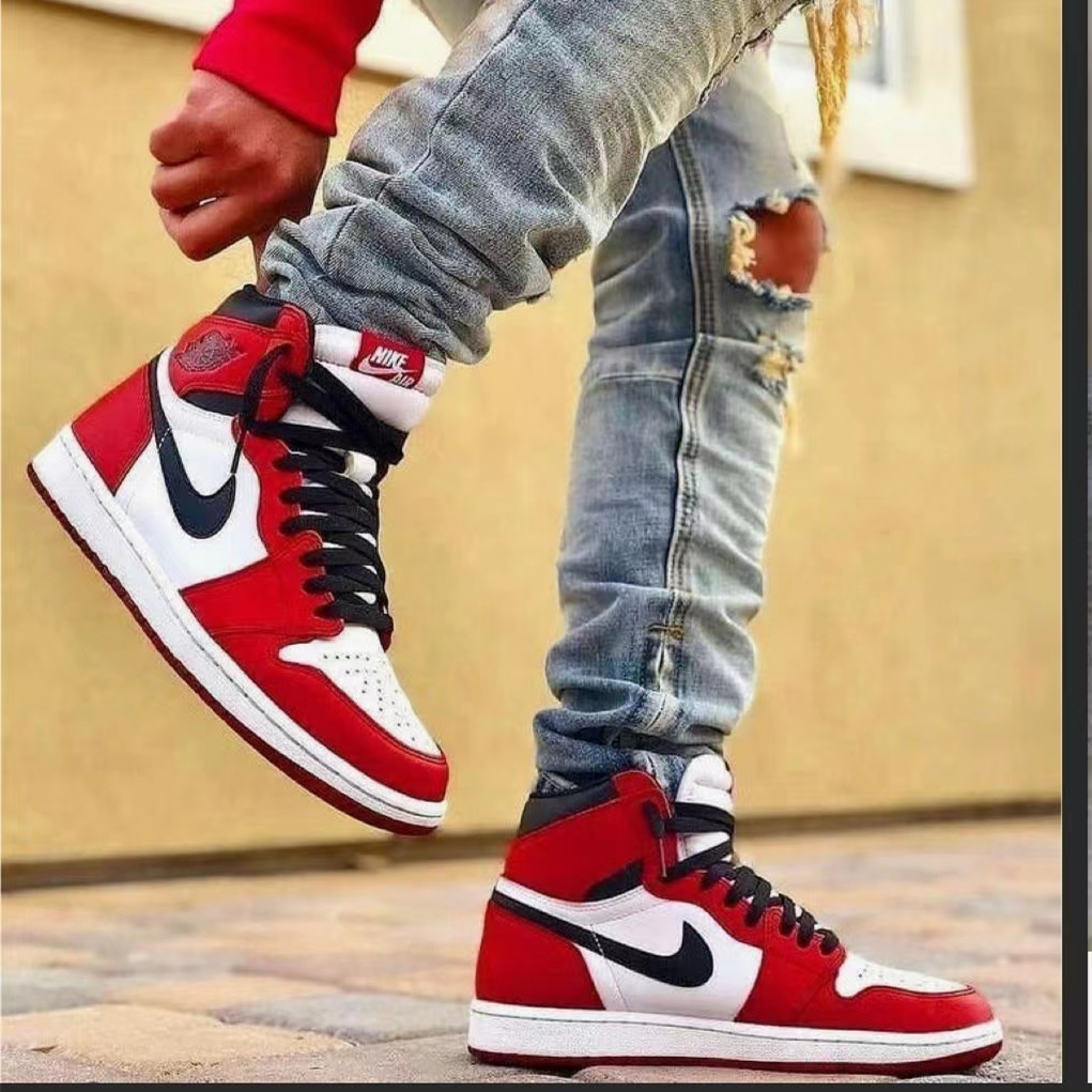 Red black white jordan  high casual shoes Size：EU39-EU45