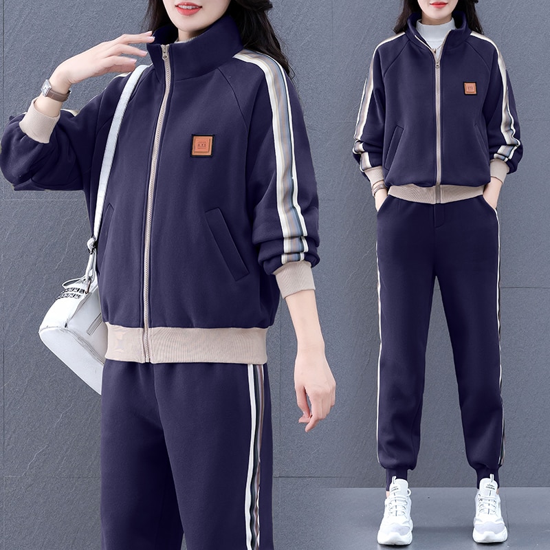 Women Suit Winter Spring Casual Tracksuit 2 Pieces Set Sports Sweatshirts Zipper Pullover Jacket Sweatpants Ladies Tracksuits