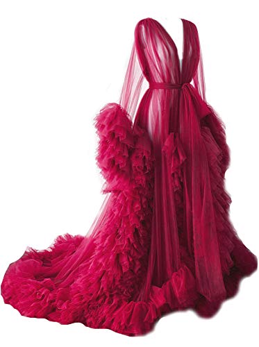 Real Images Maternity Robes Wedding Shawl Pregnant Women Sexy Tulle Bathrobe Dresses Photo Shoot Party Fluffy Baby Shower Gowns