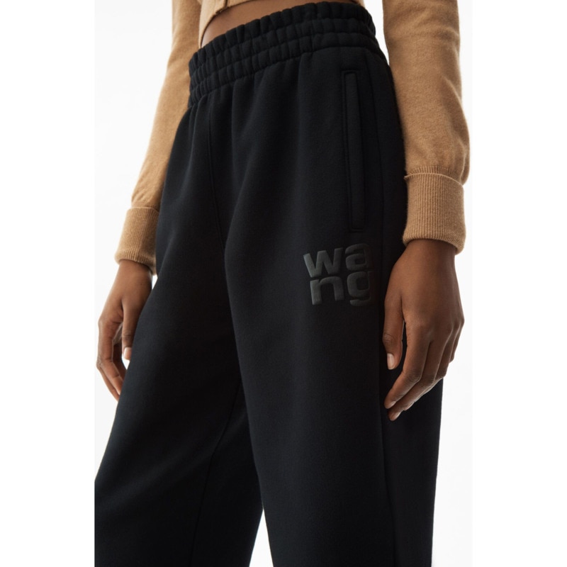 GIGIYW Wang 2022 Autumn And Winter New Plush Flocked Letter Legged Pants Female Couple High Waist Leisure Pants