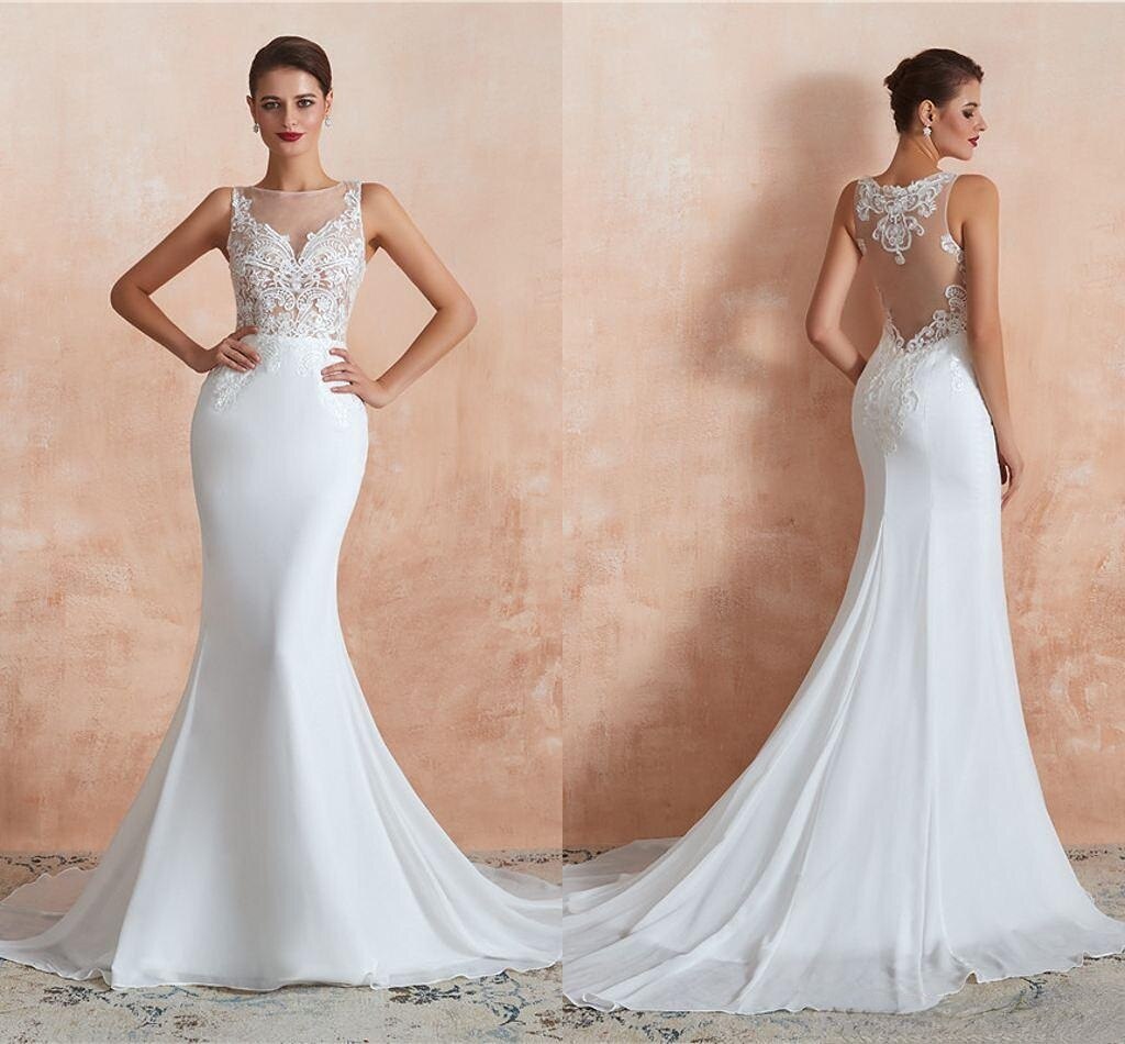 Real Pictures Elegant Lace Appliqued Mermaid Wedding Dresses Vintage Beach Bohemain Boho Plus Size Bridal Gown