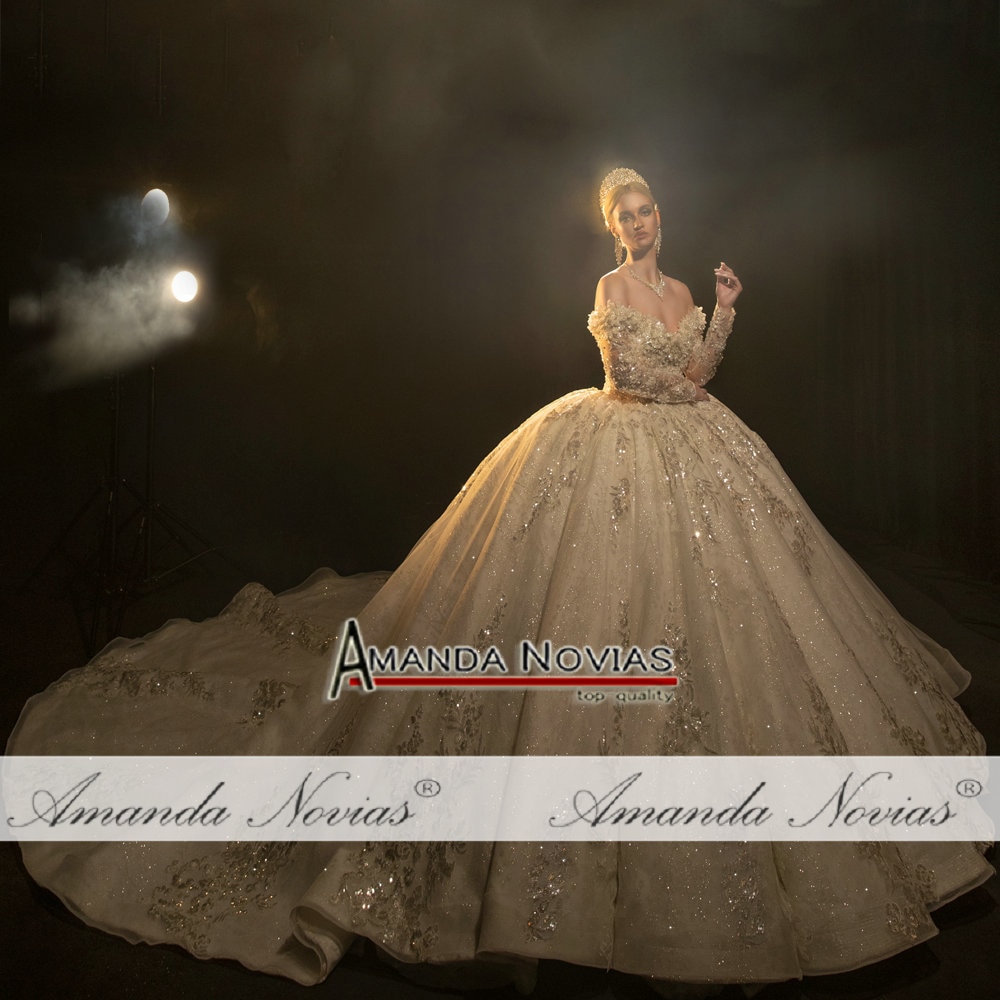 NS4308 Off The Shoulder Sleeves Wedding Dress 2022